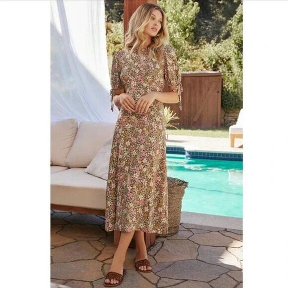 Lost + Wander Anthropologie Women's Floral Getaway Island‎ Midi Dress, M - Picture 1 of 16